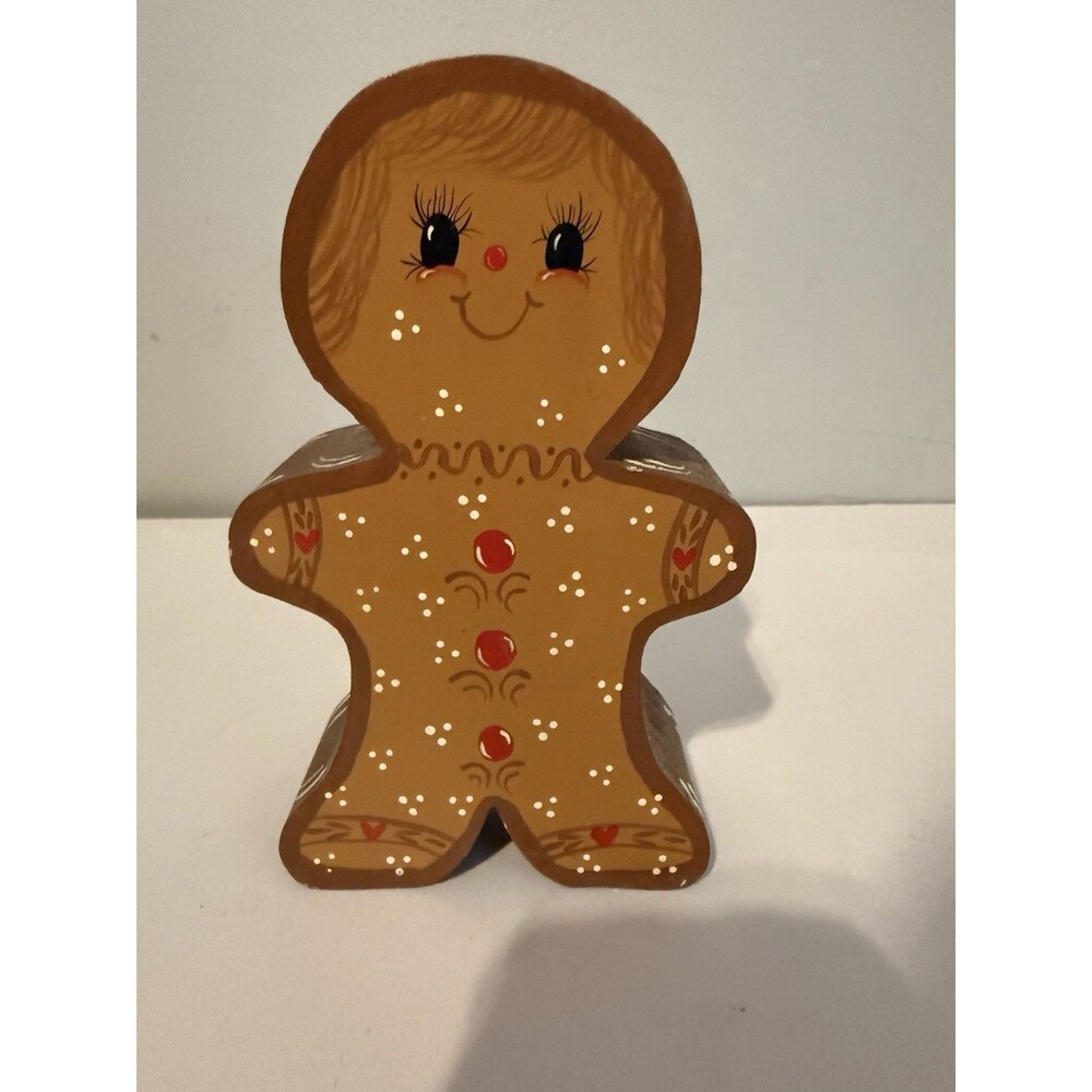 Adorable! 1980s Gingerbread Girl Wood Candle Stick Holder